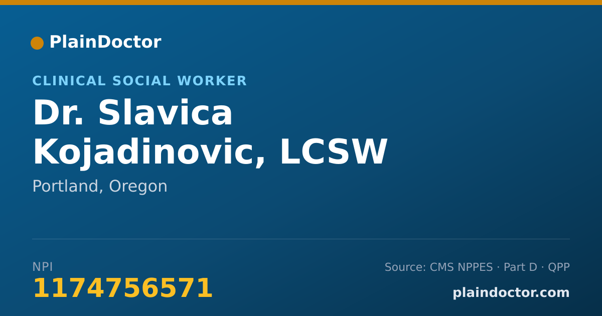 Shareable card for Slavica Kojadinovic, LCSW - Clinical Social Worker, Portland, OR