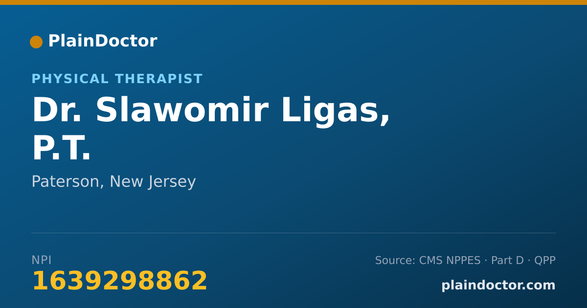 Shareable card for Slawomir Ligas, P.T. - Physical Therapist, Paterson, NJ