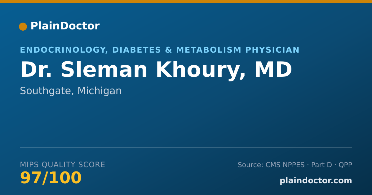 Shareable card for Sleman Khoury, MD - Endocrinology, Diabetes & Metabolism Physician, Southgate, MI