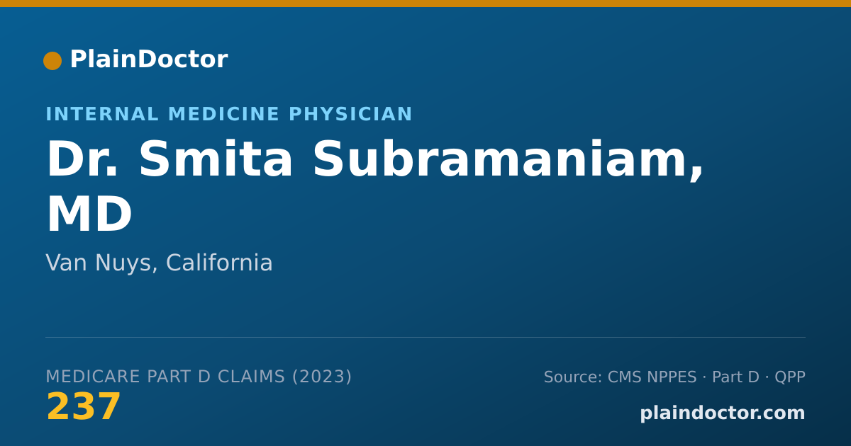 Shareable card for Smita Subramaniam, MD - Internal Medicine Physician, Van Nuys, CA
