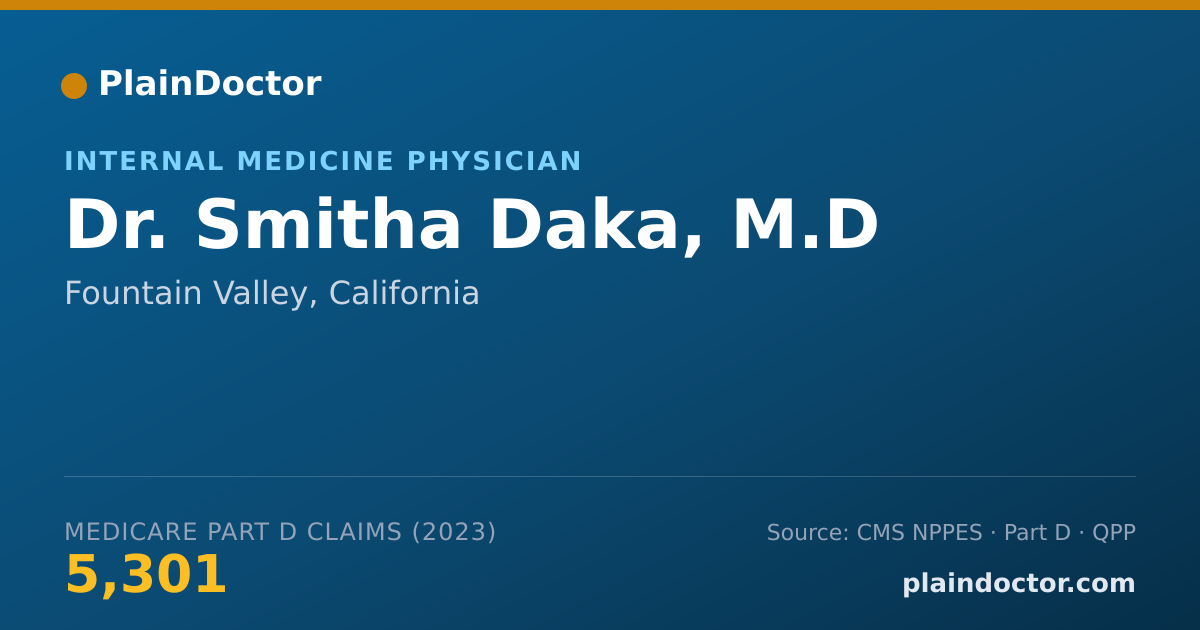 Shareable card for Smitha Daka, M.D - Internal Medicine Physician, Fountain Valley, CA