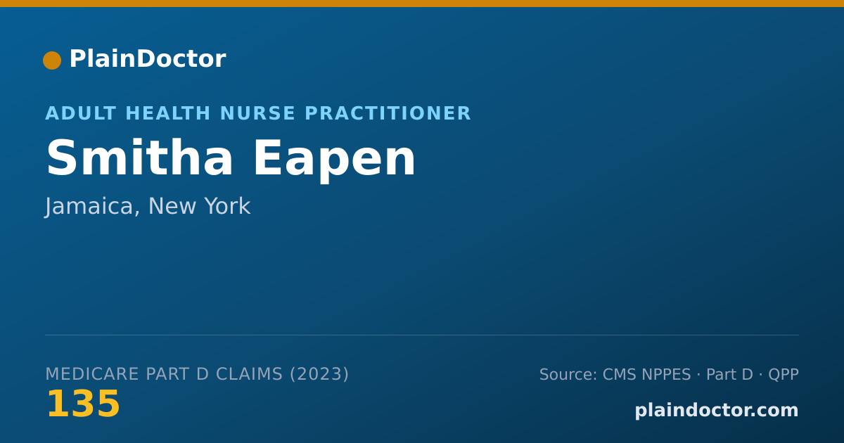 Shareable card for Smitha Eapen - Adult Health Nurse Practitioner, Jamaica, NY