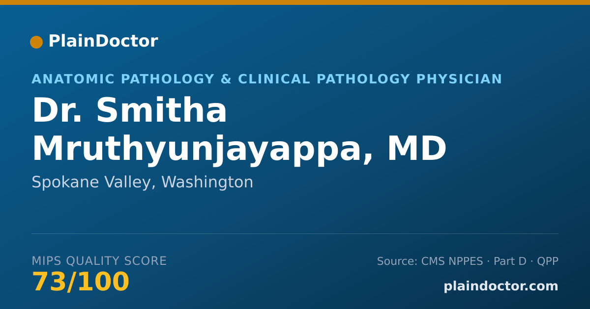 Shareable card for Smitha Mruthyunjayappa, MD - Anatomic Pathology & Clinical Pathology Physician, Spokane Valley, WA