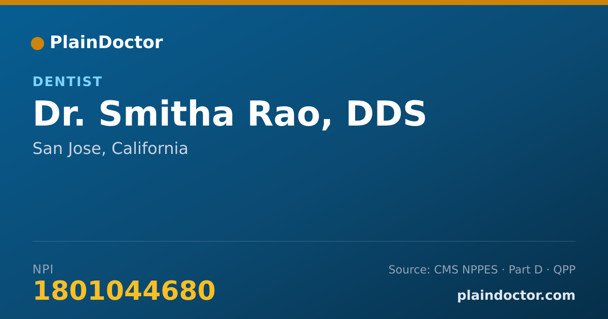 Shareable card for Smitha Rao, DDS - Dentist, San Jose, CA