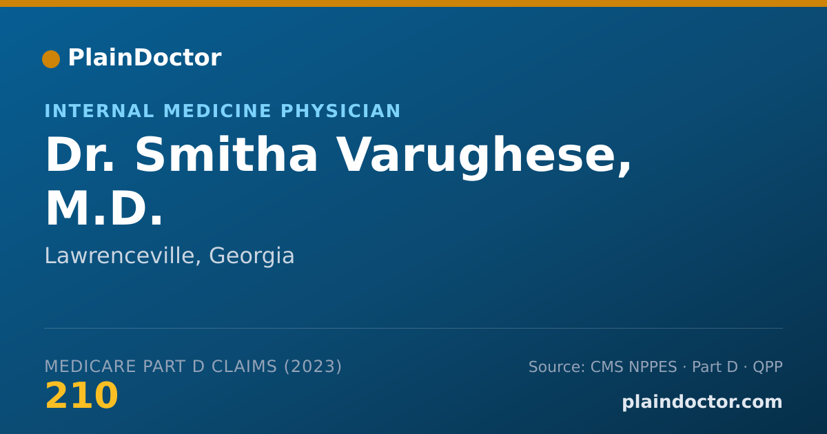Shareable card for Smitha Varughese, M.D. - Internal Medicine Physician, Lawrenceville, GA