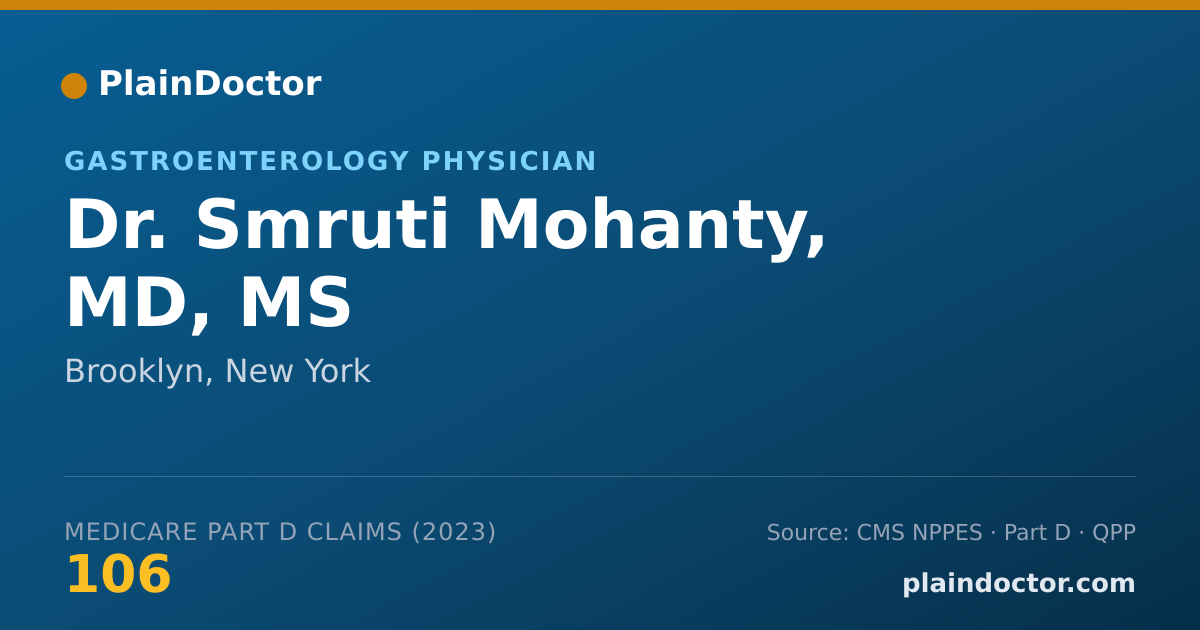 Shareable card for Smruti Mohanty, MD, MS - Gastroenterology Physician, Brooklyn, NY