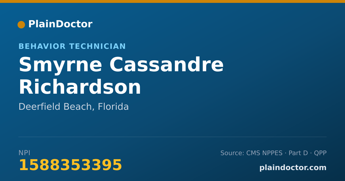 Shareable card for Smyrne Cassandre Richardson - Behavior Technician, Deerfield Beach, FL