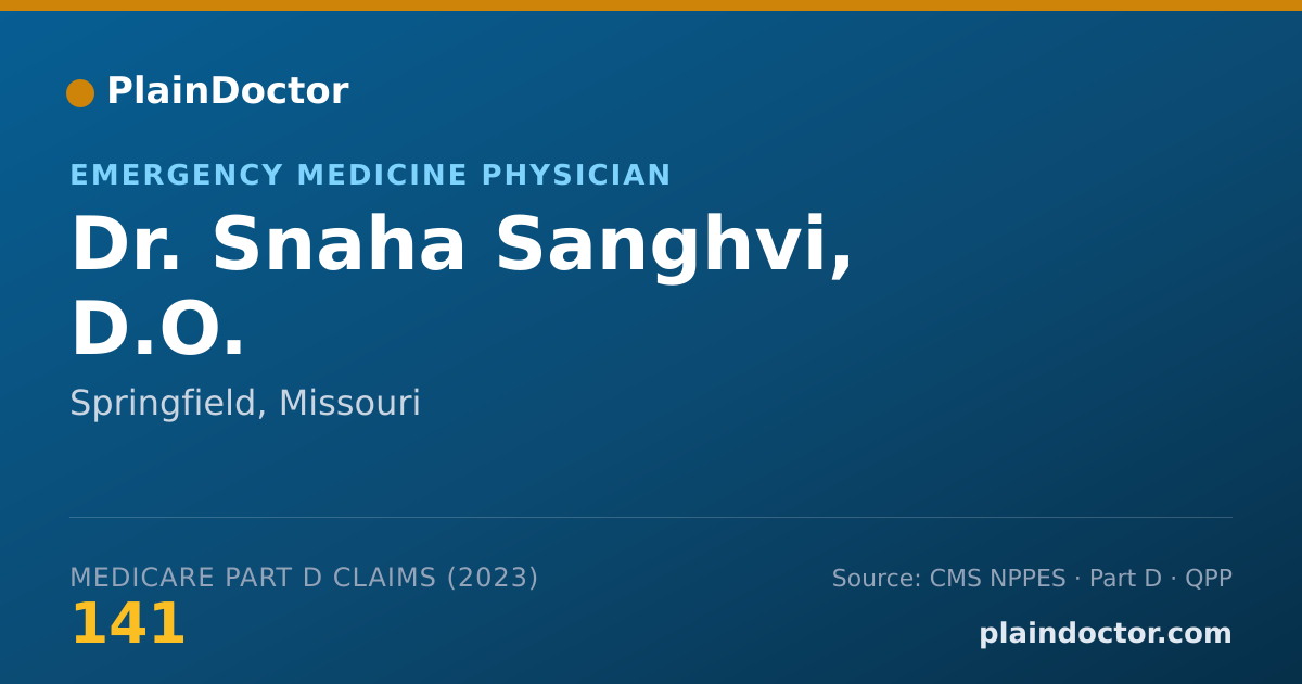 Shareable card for Snaha Sanghvi, D.O. - Emergency Medicine Physician, Springfield, MO