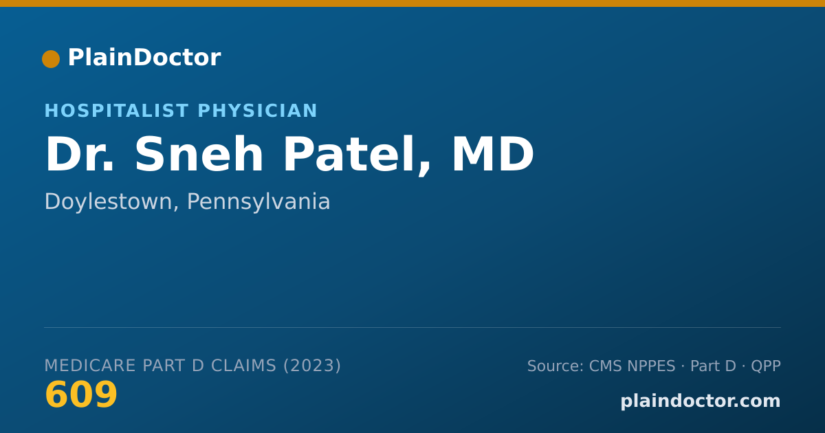 Shareable card for Sneh Patel, MD - Hospitalist Physician, Doylestown, PA