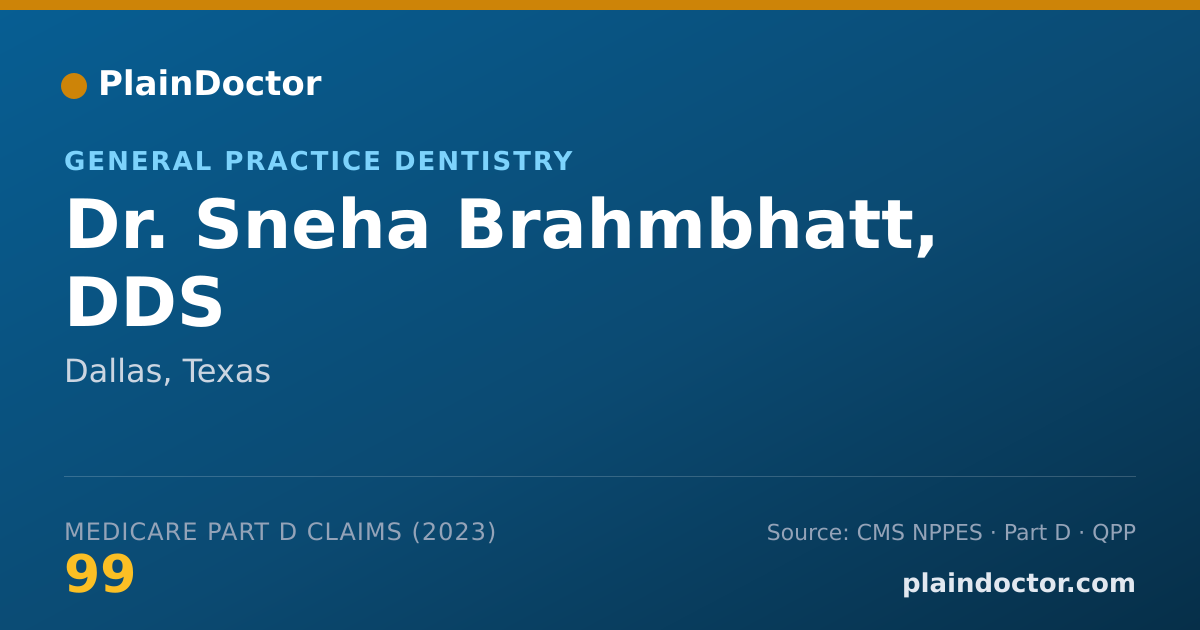 Shareable card for Sneha Brahmbhatt, DDS - General Practice Dentistry, Dallas, TX