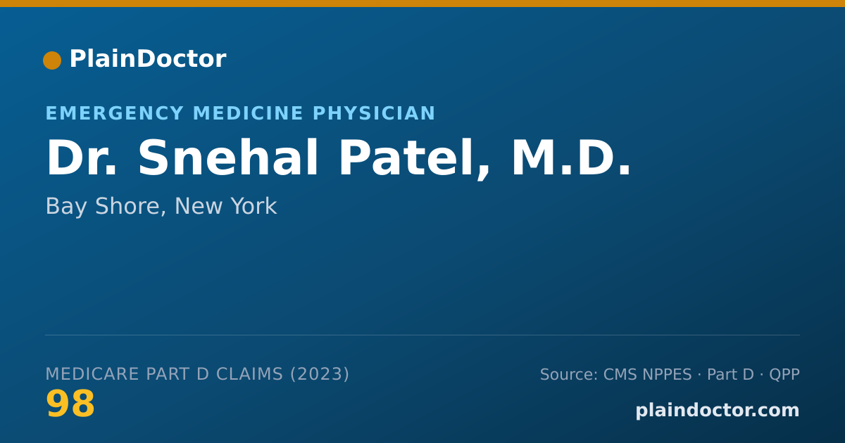 Shareable card for Snehal Patel, M.D. - Emergency Medicine Physician, Bay Shore, NY