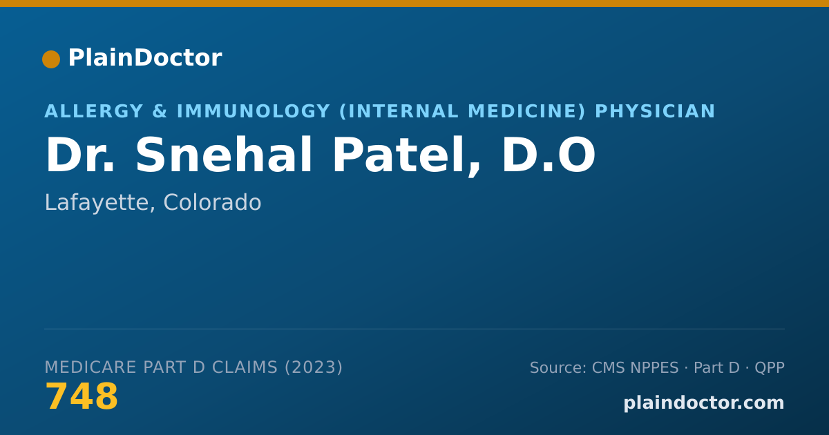 Shareable card for Snehal Patel, D.O - Allergy & Immunology (Internal Medicine) Physician, Lafayette, CO