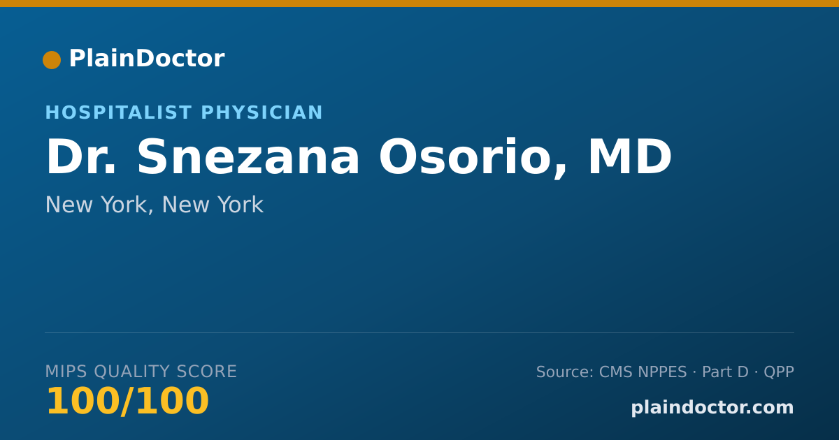 Shareable card for Snezana Osorio, MD - Hospitalist Physician, New York, NY