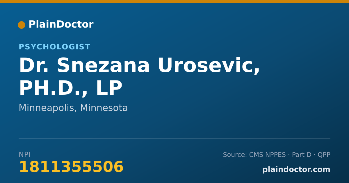 Shareable card for Snezana Urosevic, PH.D., LP - Psychologist, Minneapolis, MN