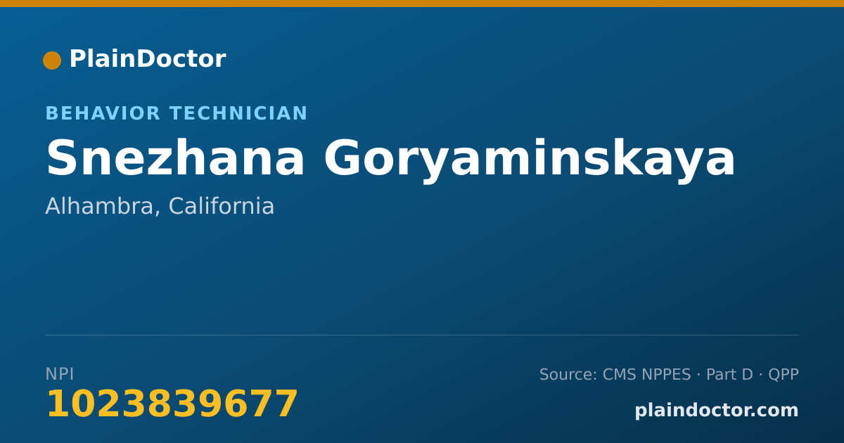 Shareable card for Snezhana Goryaminskaya - Behavior Technician, Alhambra, CA