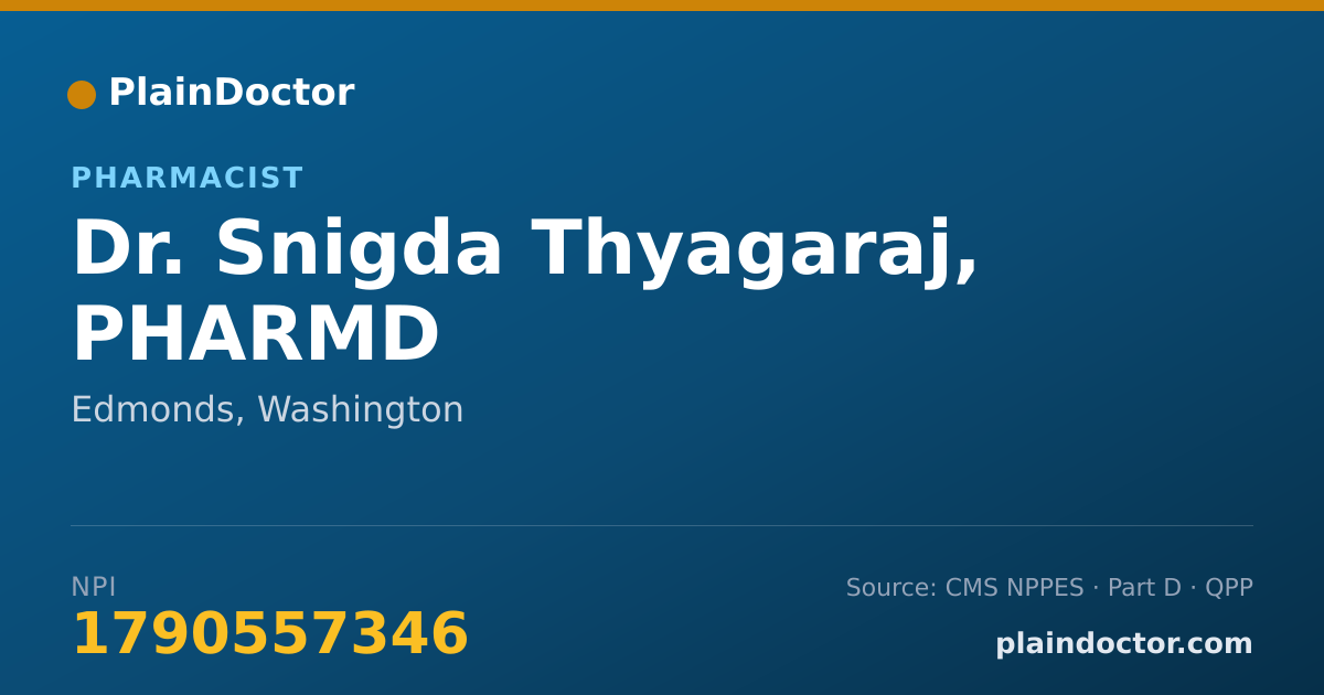 Shareable card for Snigda Thyagaraj, PHARMD - Pharmacist, Edmonds, WA