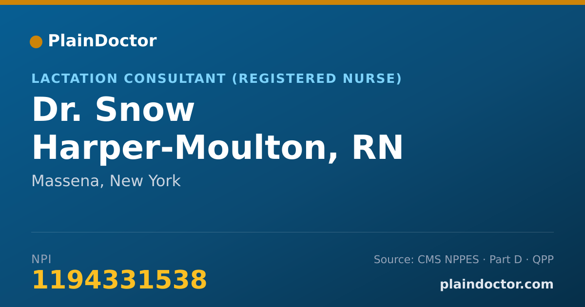 Shareable card for Snow Harper-Moulton, RN IBCLC - Lactation Consultant (Registered Nurse), Massena, NY