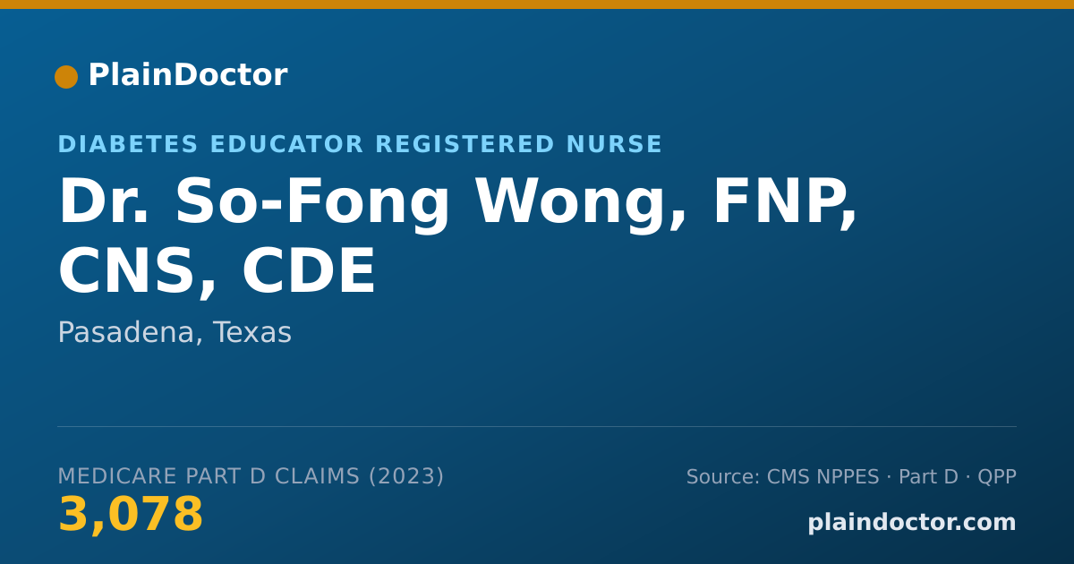 Shareable card for So-Fong Wong, FNP, CNS, CDE - Diabetes Educator Registered Nurse, Pasadena, TX