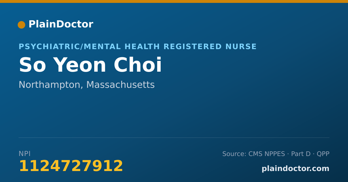 Shareable card for So Yeon Choi - Psychiatric/Mental Health Registered Nurse, Northampton, MA