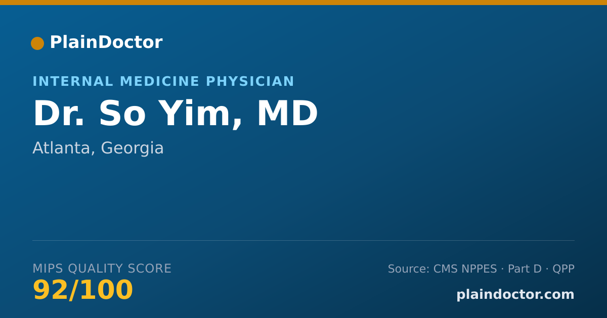 Shareable card for So Yim, MD - Internal Medicine Physician, Atlanta, GA