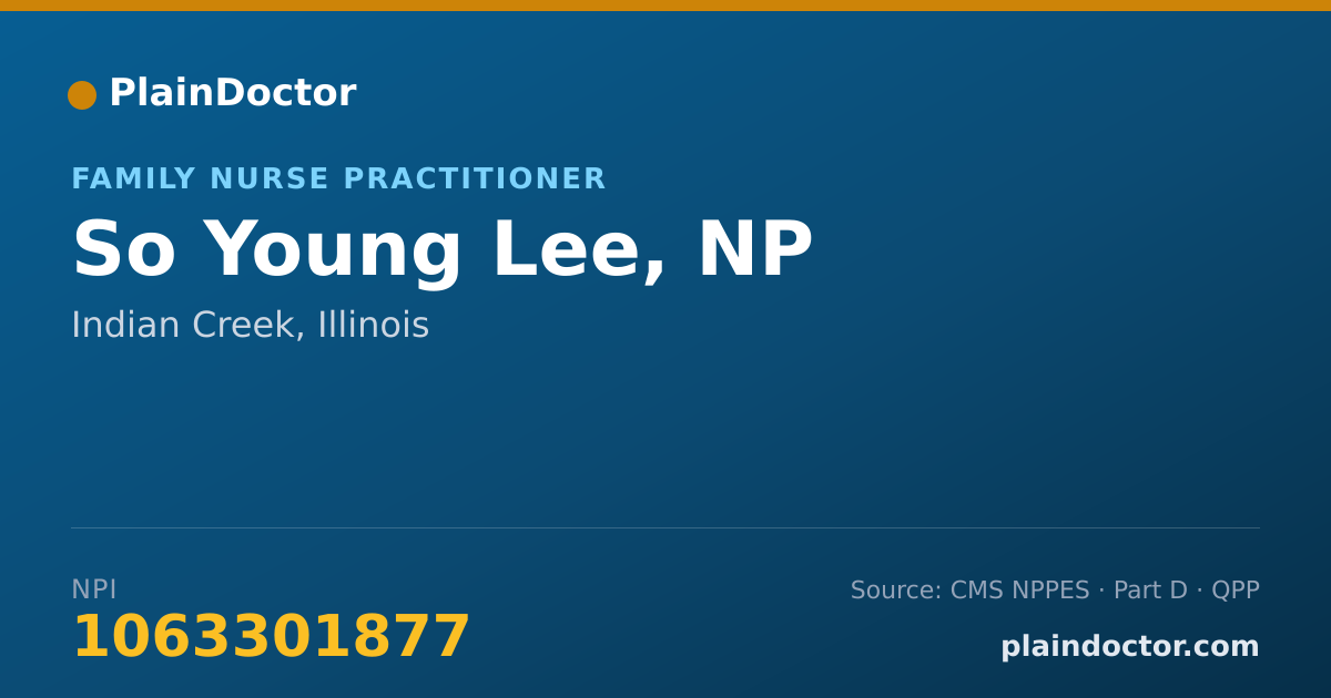 Shareable card for So Young Lee, NP - Family Nurse Practitioner, Indian Creek, IL