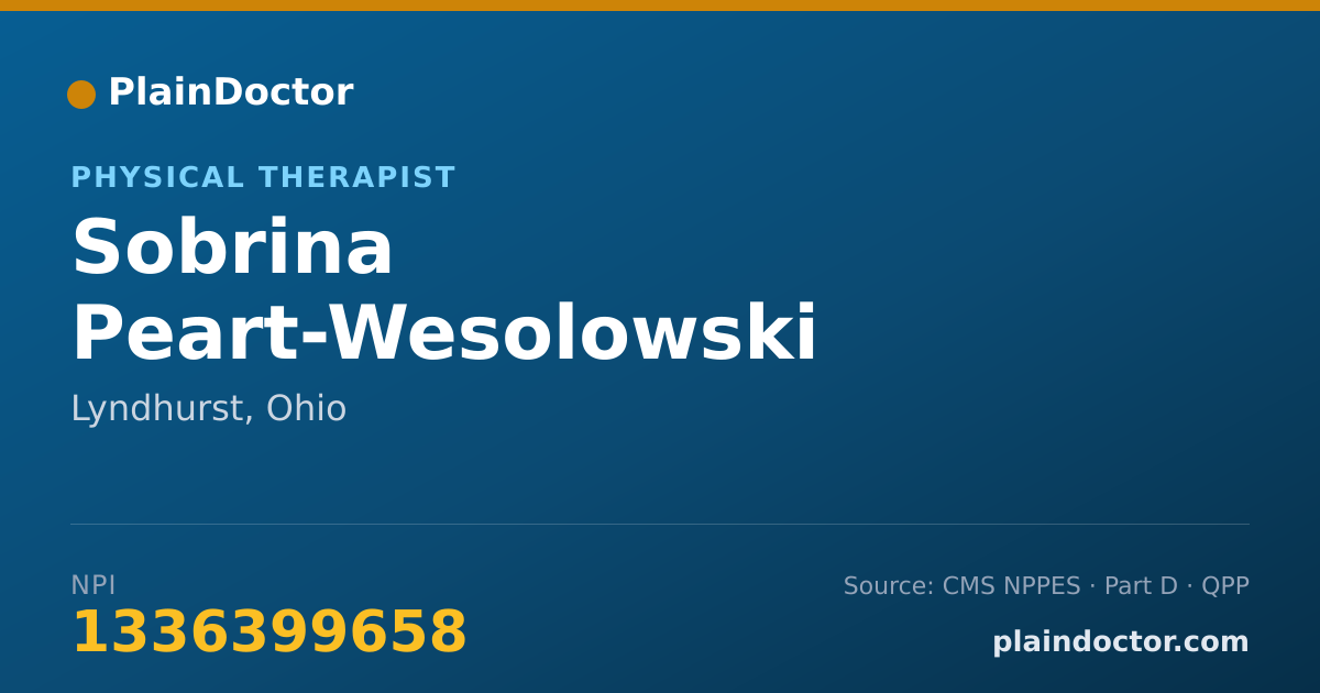 Shareable card for Sobrina Peart-Wesolowski - Physical Therapist, Lyndhurst, OH