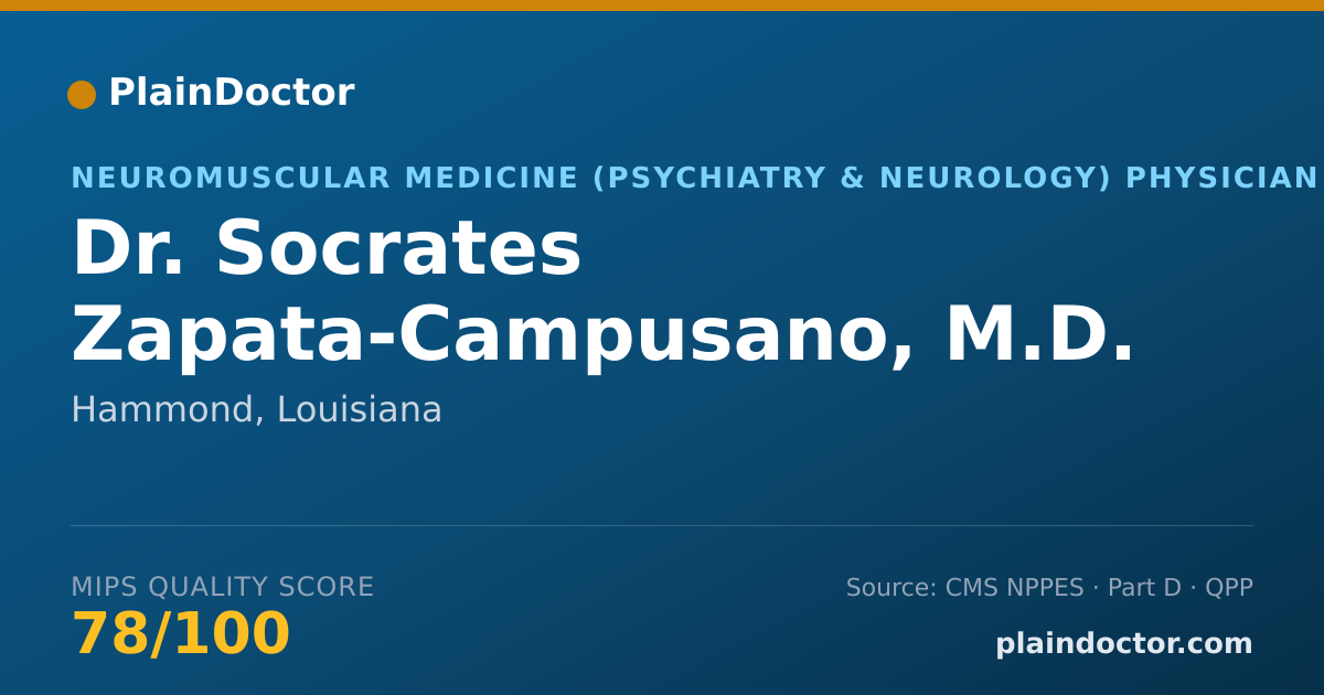 Shareable card for Socrates Zapata-Campusano, M.D. - Neuromuscular Medicine (Psychiatry & Neurology) Physician, Hammond, LA