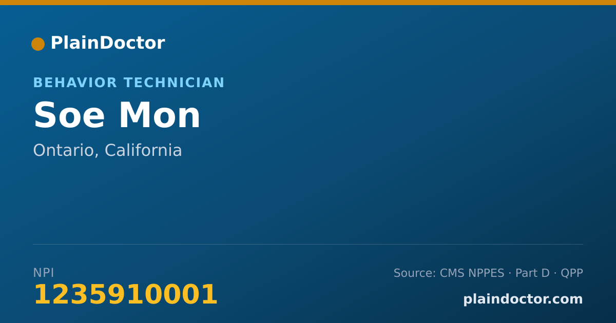 Shareable card for Soe Mon - Behavior Technician, Ontario, CA