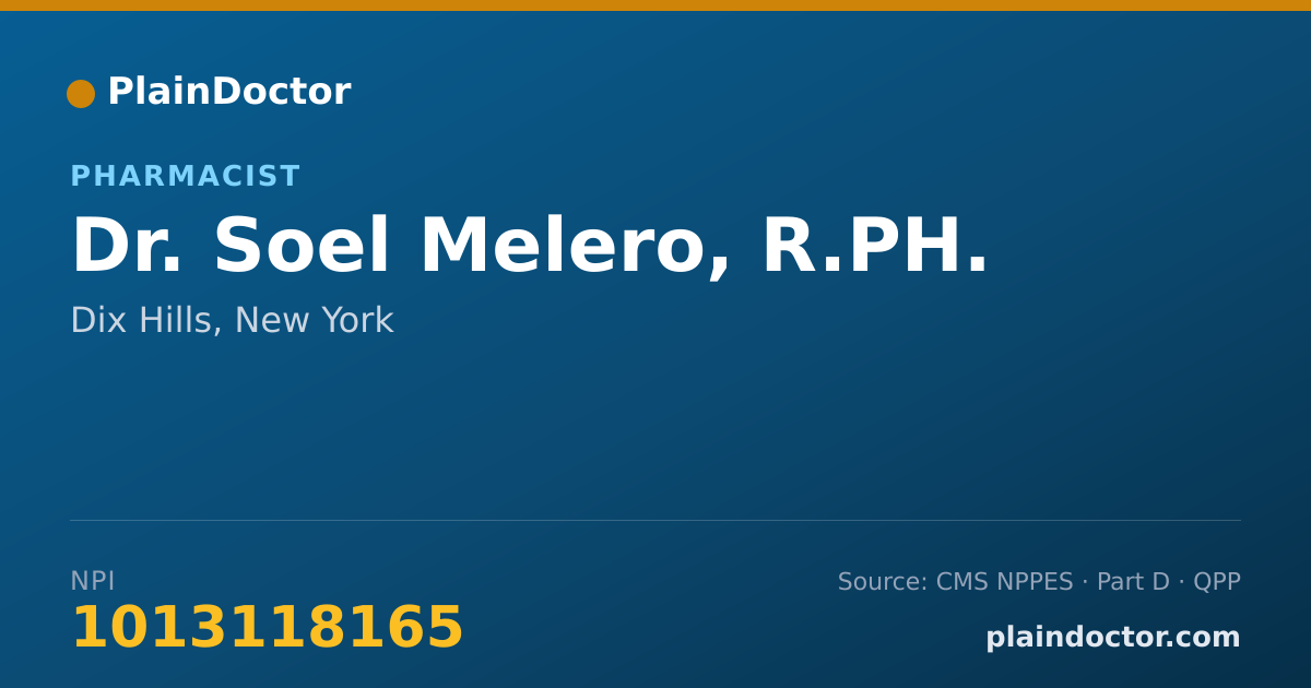 Shareable card for Soel Melero, R.PH. - Pharmacist, Dix Hills, NY