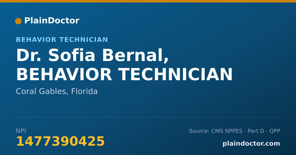 Shareable card for Sofia Bernal, BEHAVIOR TECHNICIAN - Behavior Technician, Coral Gables, FL