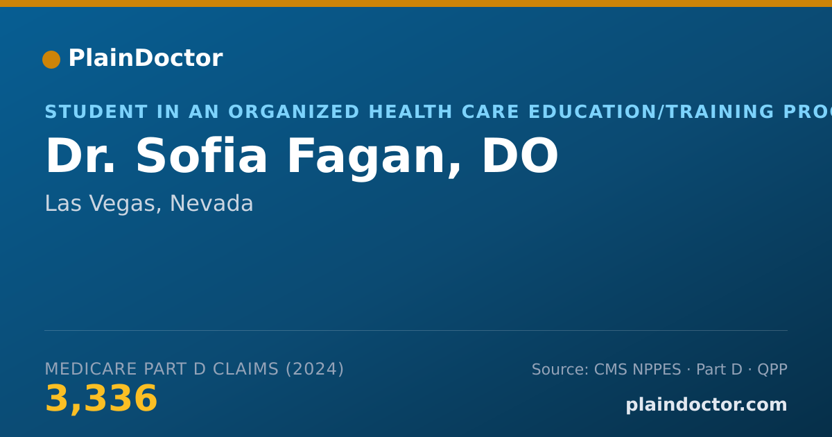 Shareable card for Sofia Fagan, DO - Student in an Organized Health Care Education/Training Program, Las Vegas, NV