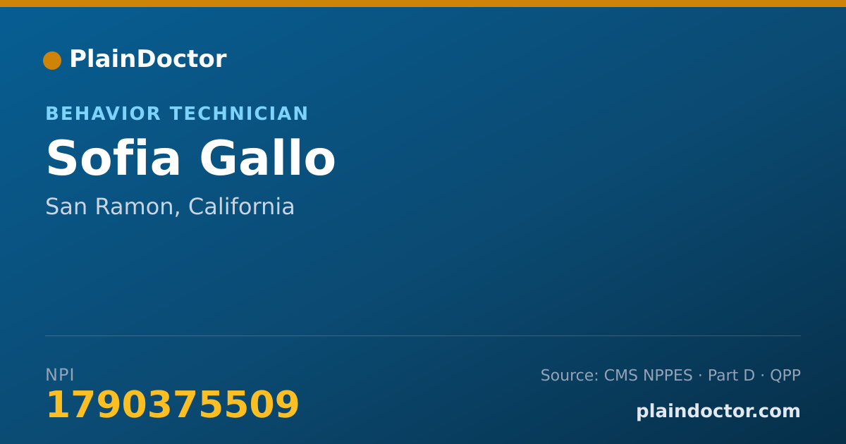 Shareable card for Sofia Gallo - Behavior Technician, San Ramon, CA