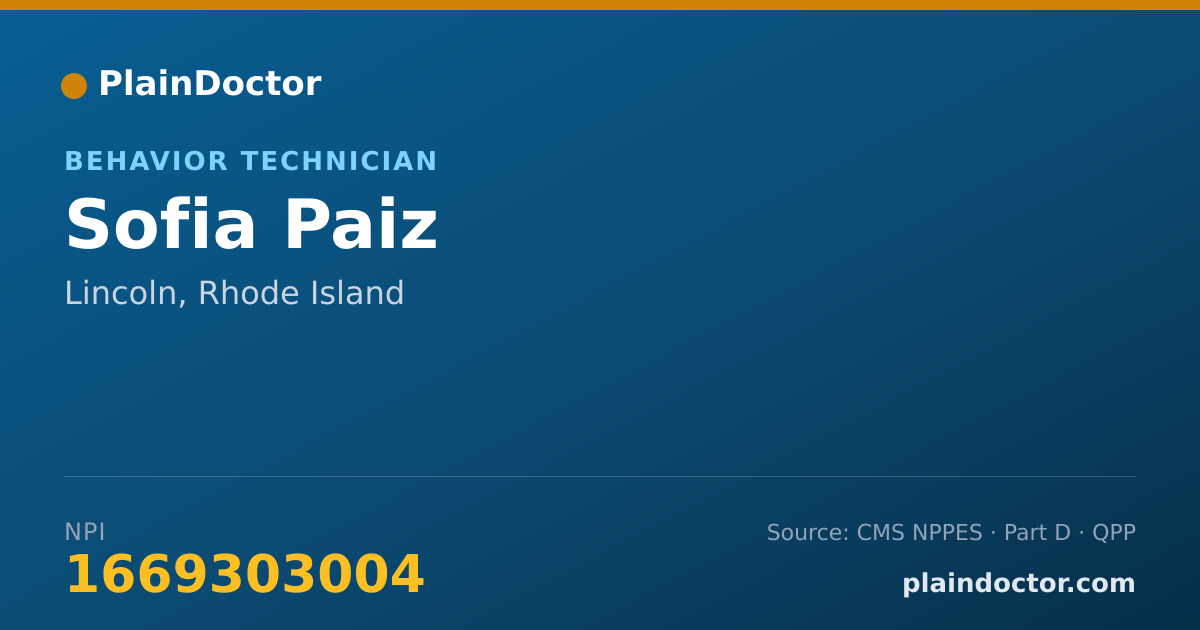 Shareable card for Sofia Paiz - Behavior Technician, Lincoln, RI