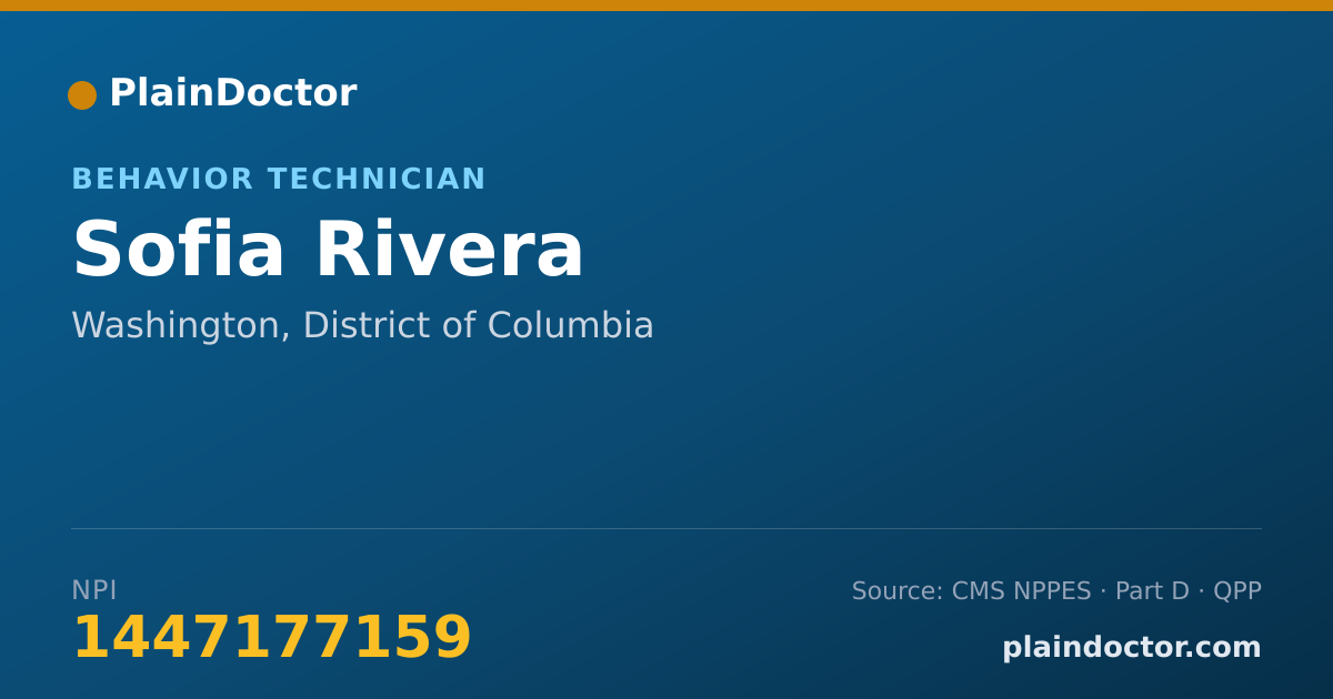 Shareable card for Sofia Rivera - Behavior Technician, Washington, DC
