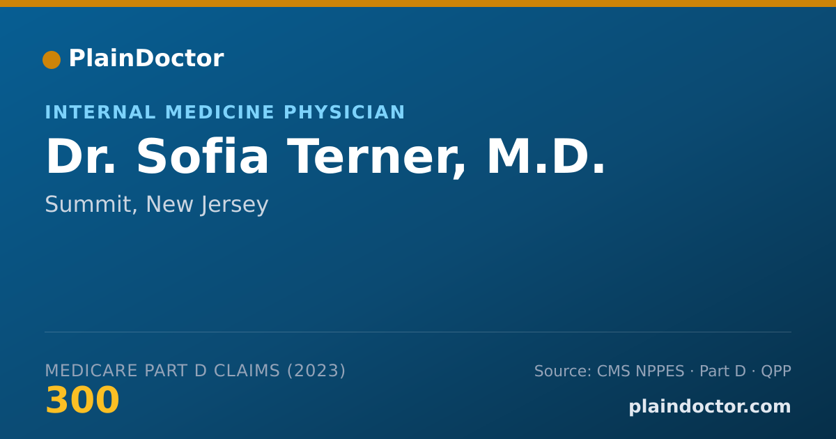 Shareable card for Sofia Terner, M.D. - Internal Medicine Physician, Summit, NJ