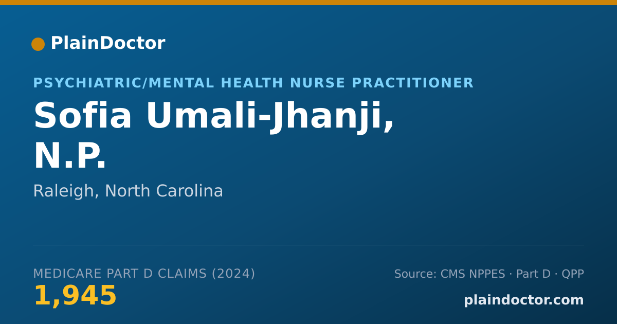 Shareable card for Sofia Umali-Jhanji, N.P. - Psychiatric/Mental Health Nurse Practitioner, Raleigh, NC