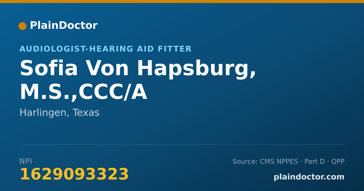 Shareable card for Sofia Von Hapsburg, M.S.,CCC/A - Audiologist-Hearing Aid Fitter, Harlingen, TX