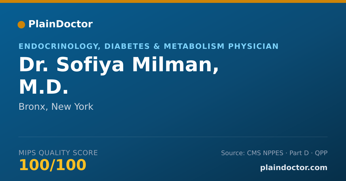 Shareable card for Sofiya Milman, M.D. - Endocrinology, Diabetes & Metabolism Physician, Bronx, NY