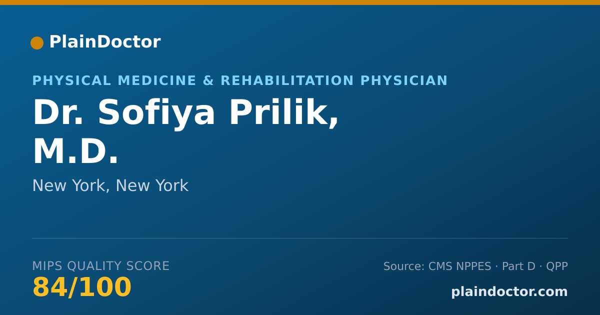 Shareable card for Sofiya Prilik, M.D. - Physical Medicine & Rehabilitation Physician, New York, NY