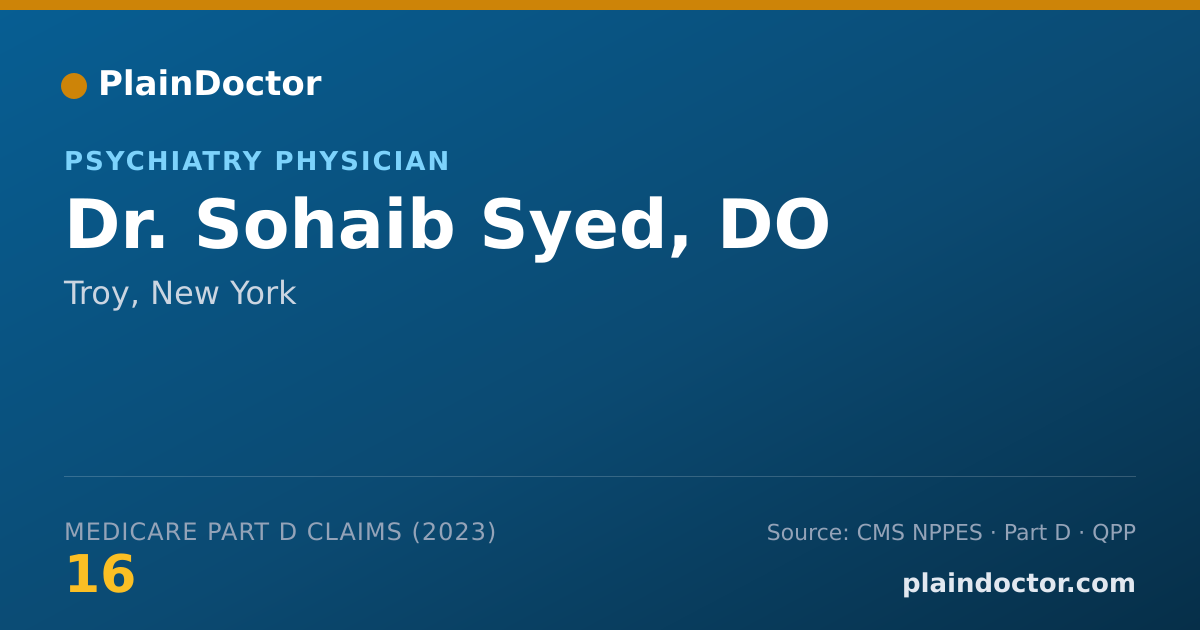 Shareable card for Sohaib Syed, DO - Psychiatry Physician, Troy, NY
