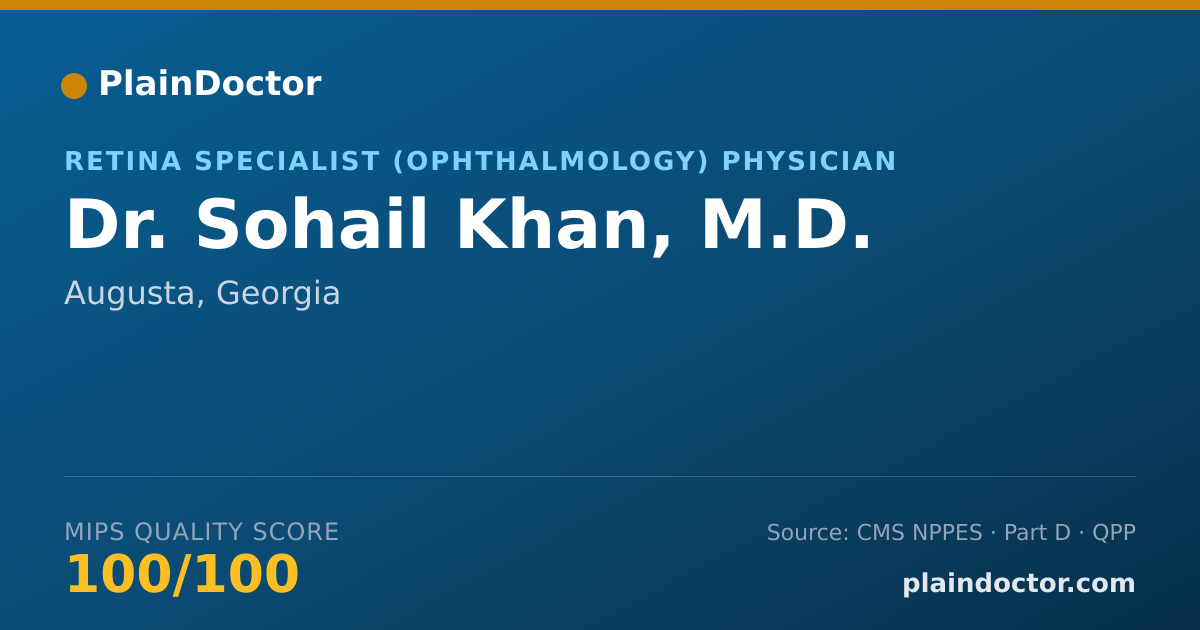 Shareable card for Sohail Khan, M.D. - Retina Specialist (Ophthalmology) Physician, Augusta, GA