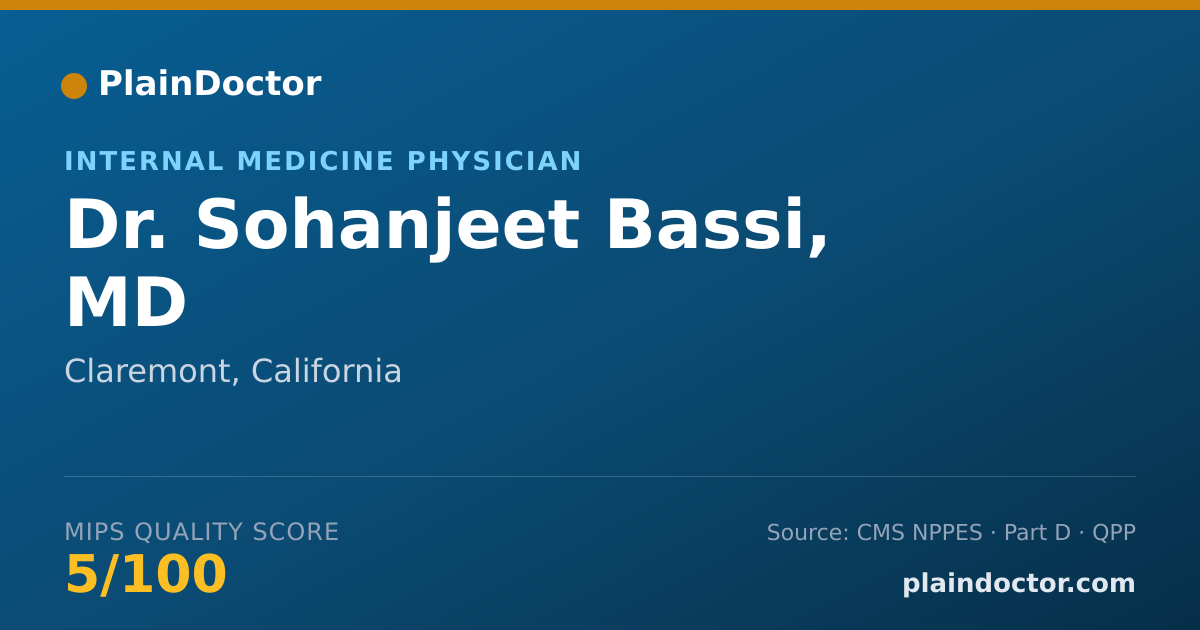 Shareable card for Sohanjeet Bassi, MD - Internal Medicine Physician, Claremont, CA