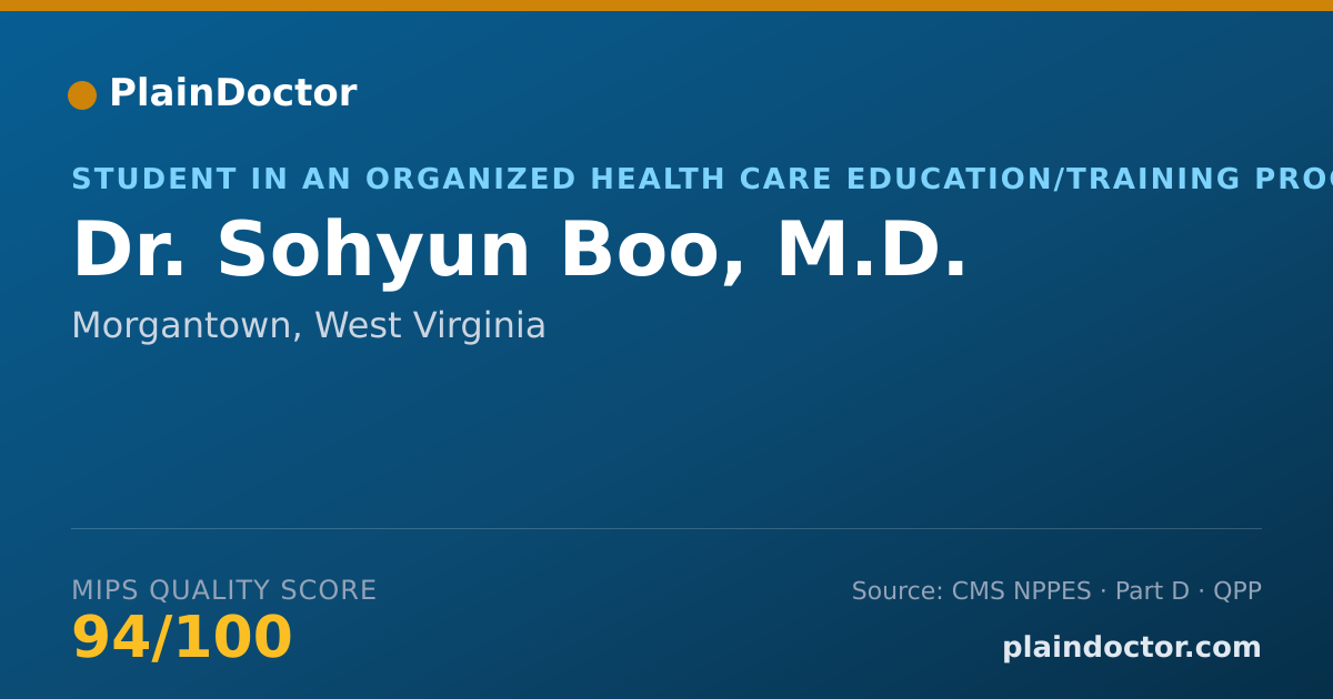 Shareable card for Sohyun Boo, M.D. - Student in an Organized Health Care Education/Training Program, Morgantown, WV