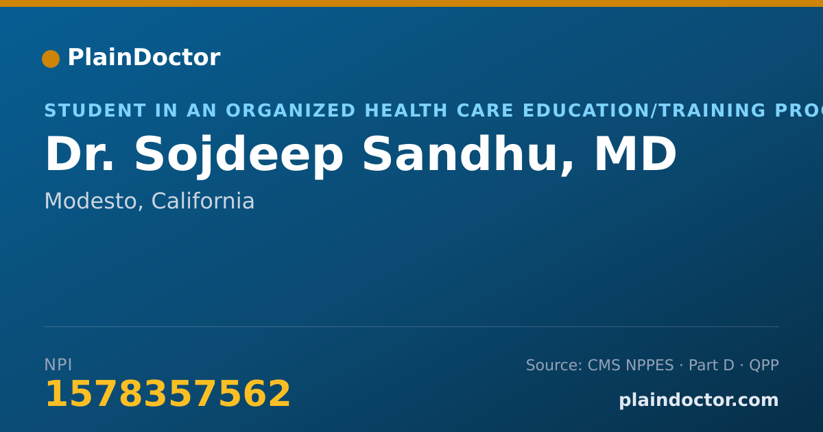 Shareable card for Sojdeep Sandhu, MD - Student in an Organized Health Care Education/Training Program, Modesto, CA