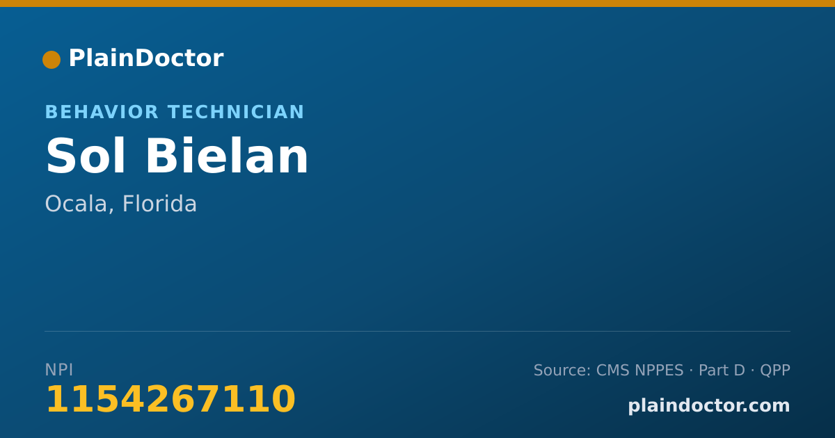 Shareable card for Sol Bielan - Behavior Technician, Ocala, FL