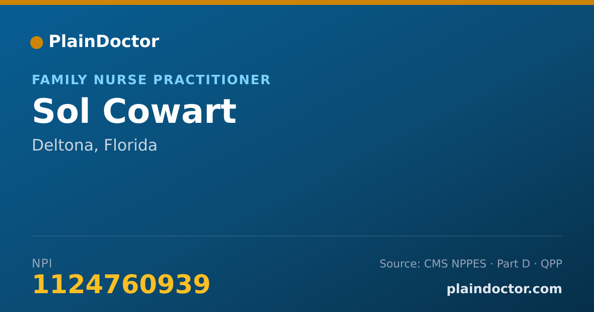 Shareable card for Sol Cowart - Family Nurse Practitioner, Deltona, FL