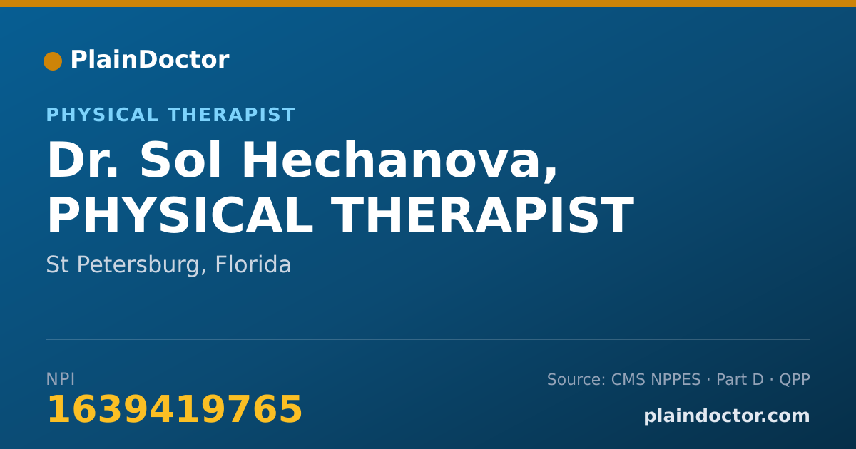 Shareable card for Sol Hechanova, PHYSICAL THERAPIST - Physical Therapist, St Petersburg, FL