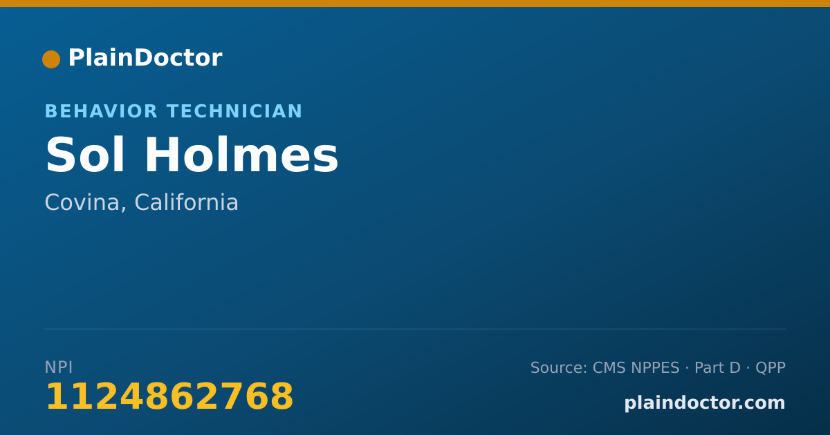 Shareable card for Sol Holmes - Behavior Technician, Covina, CA