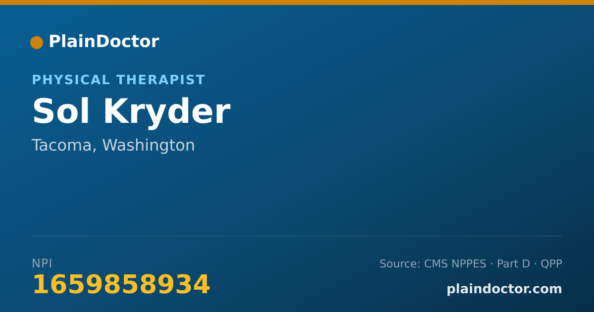 Shareable card for Sol Kryder - Physical Therapist, Tacoma, WA