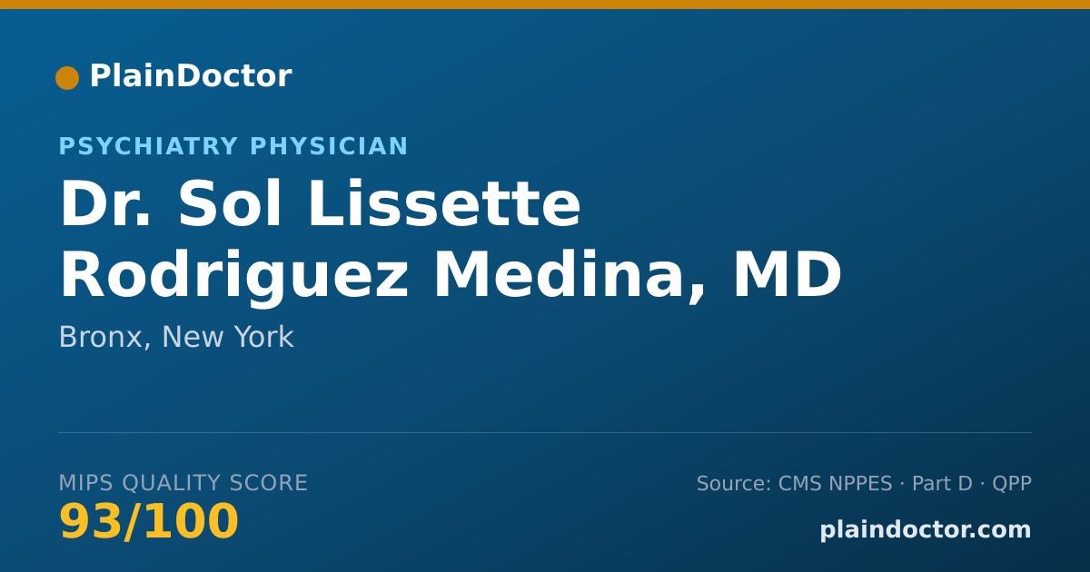 Shareable card for Sol Lissette Rodriguez Medina, MD - Psychiatry Physician, Bronx, NY